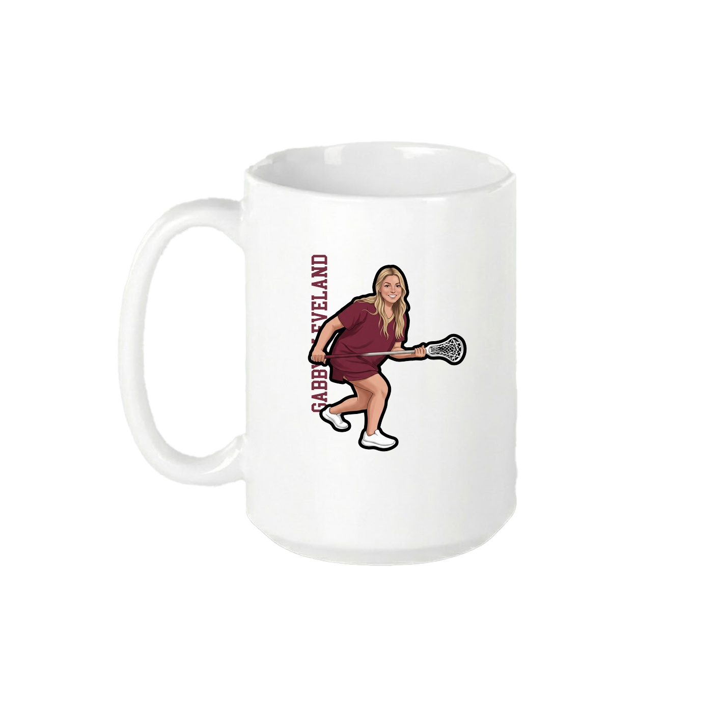 15oz Coffee Mug — Name Vertical in White
