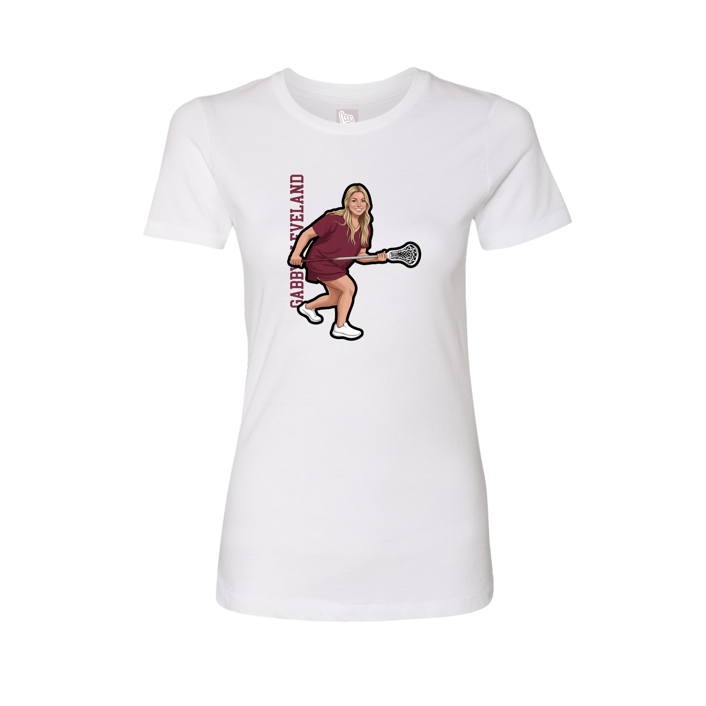 Fitted Women's Tee — Name Vertical in White