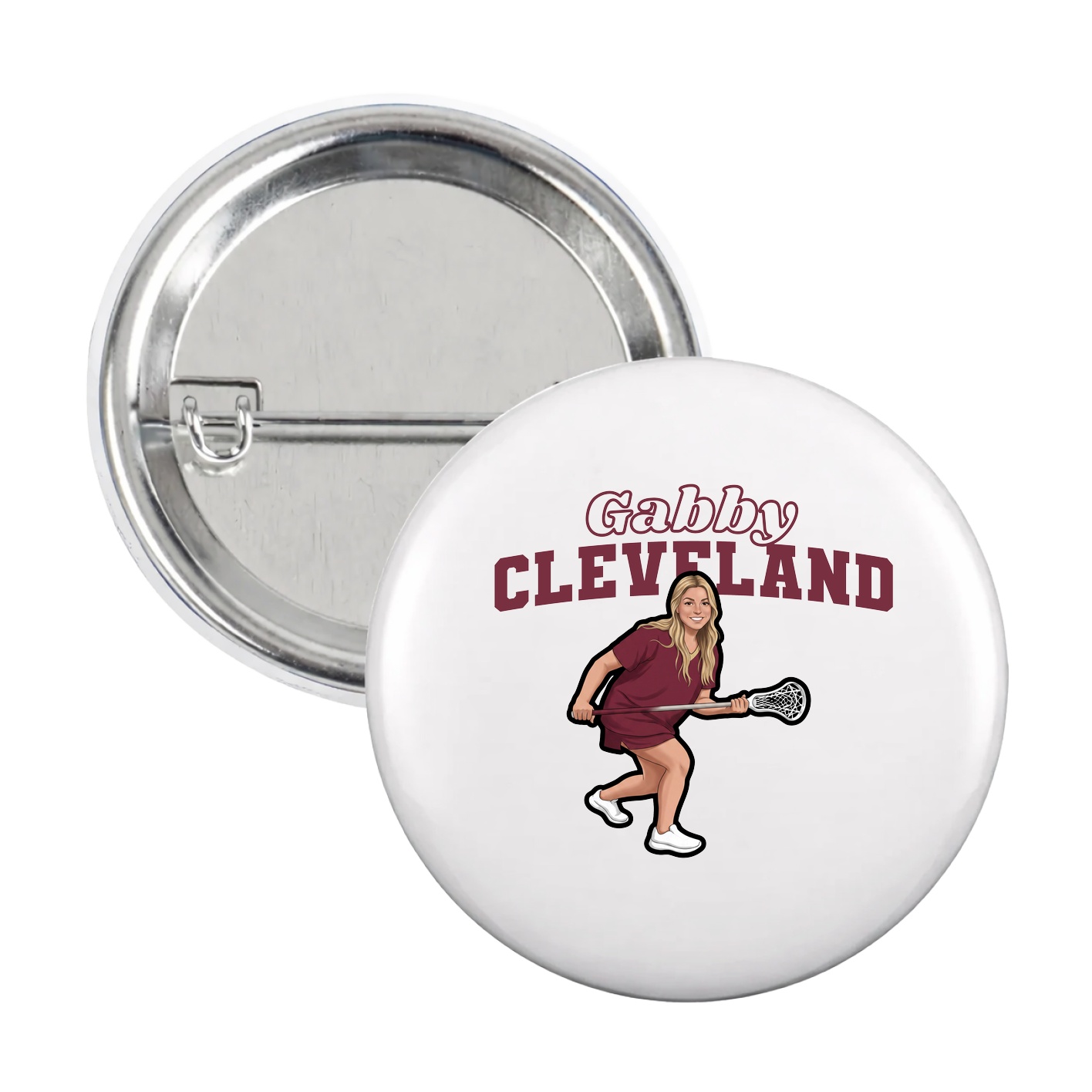 Game Day Button — Name Arch in White