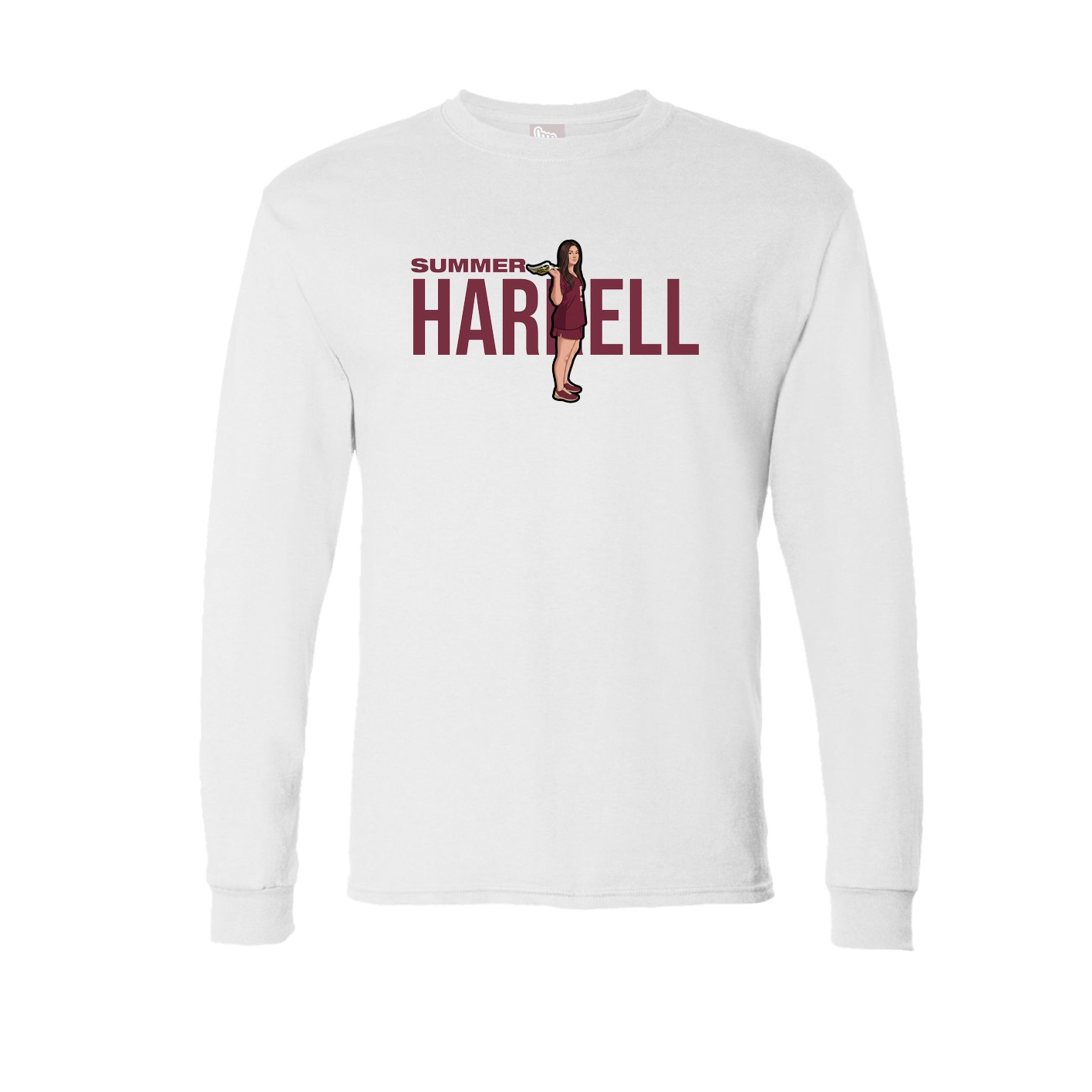 Long Sleeve Tee — Player Name in White