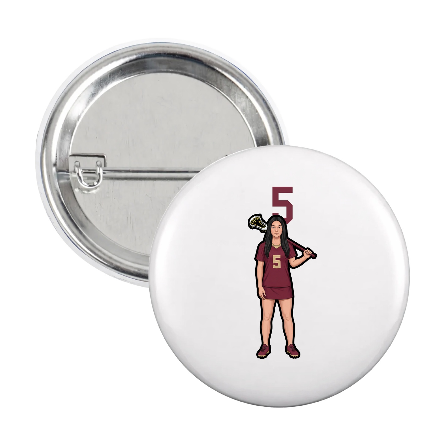Game Day Button — Number Top in White