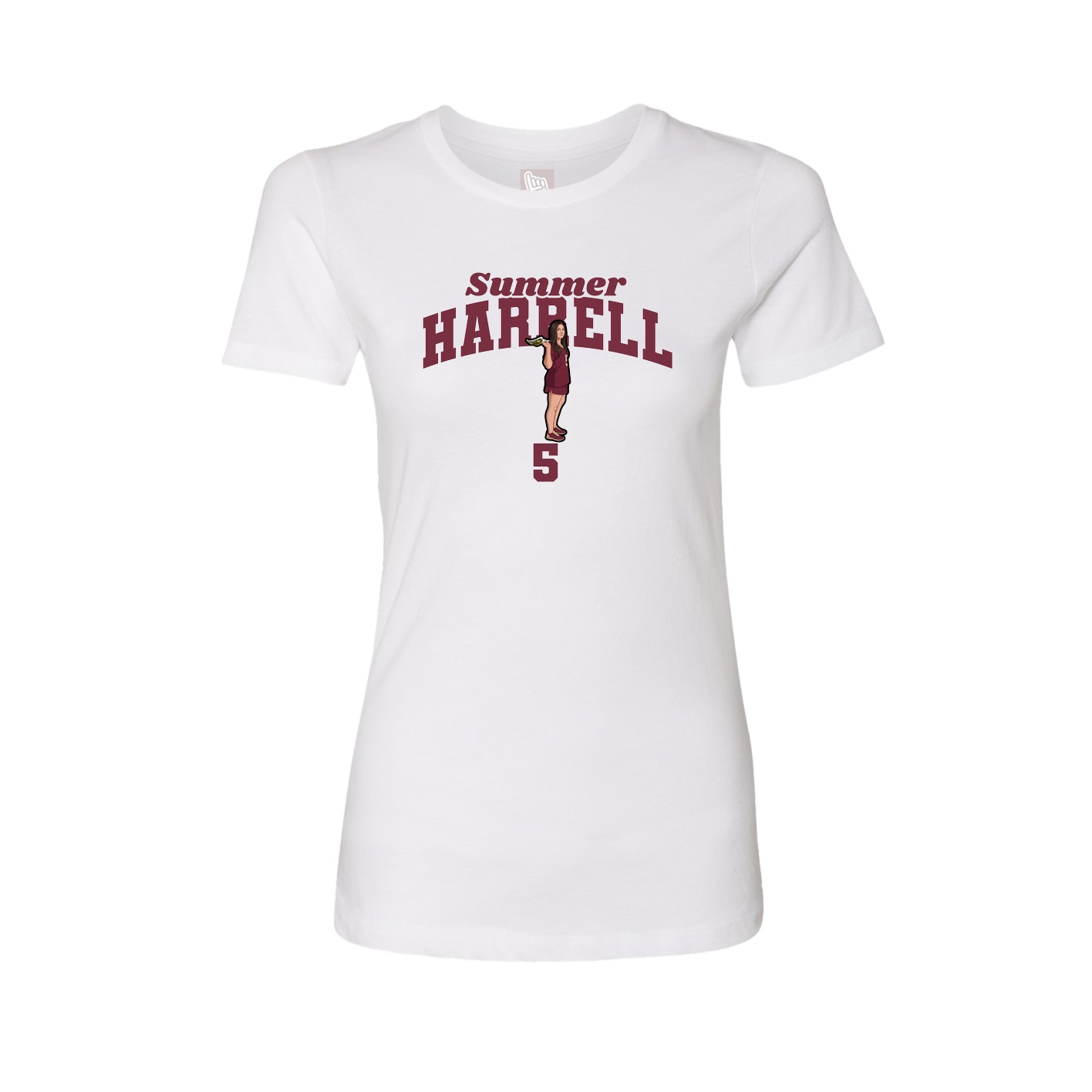 Fitted Women's Tee — Signature Arch in White