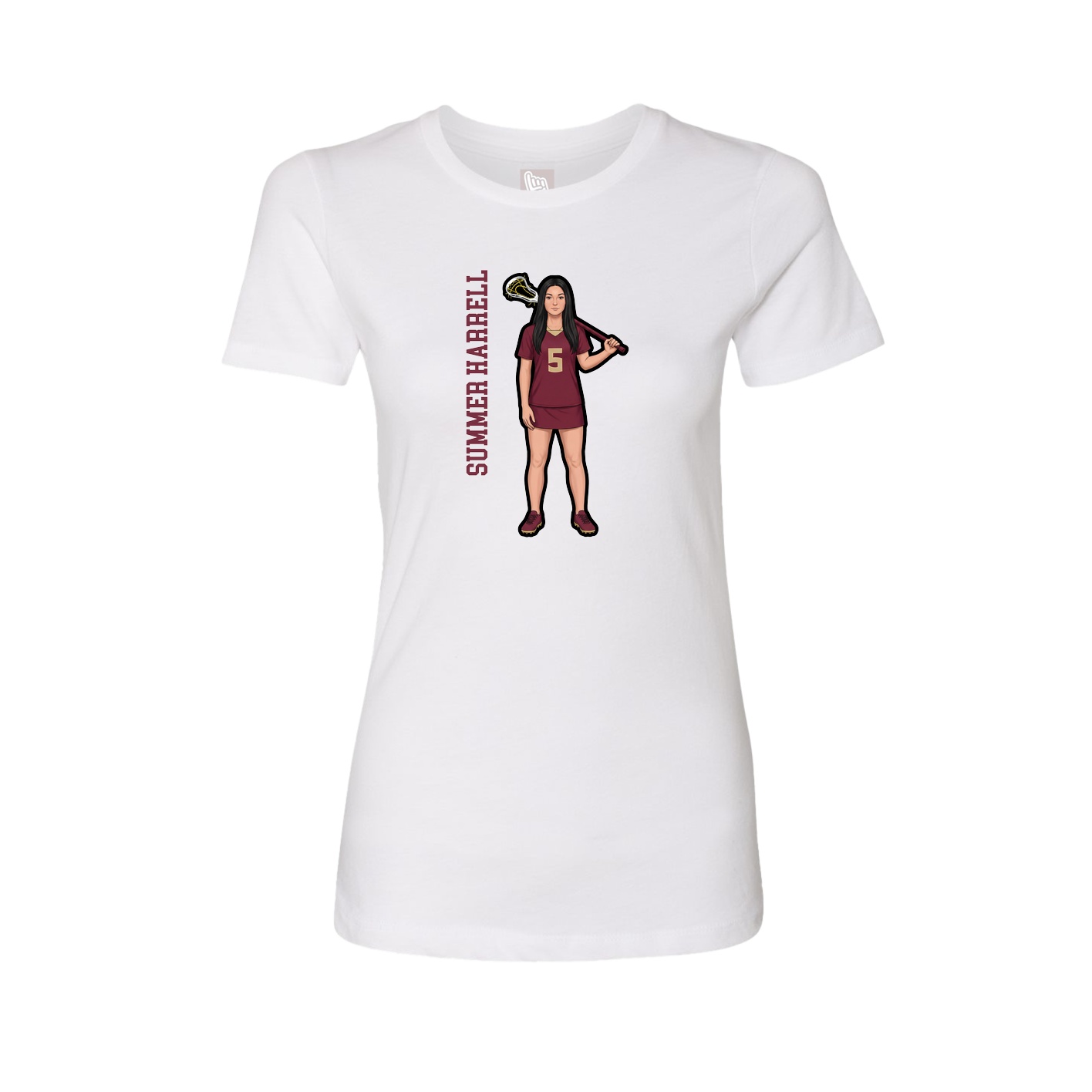 Fitted Women's Tee — Name Vertical in White
