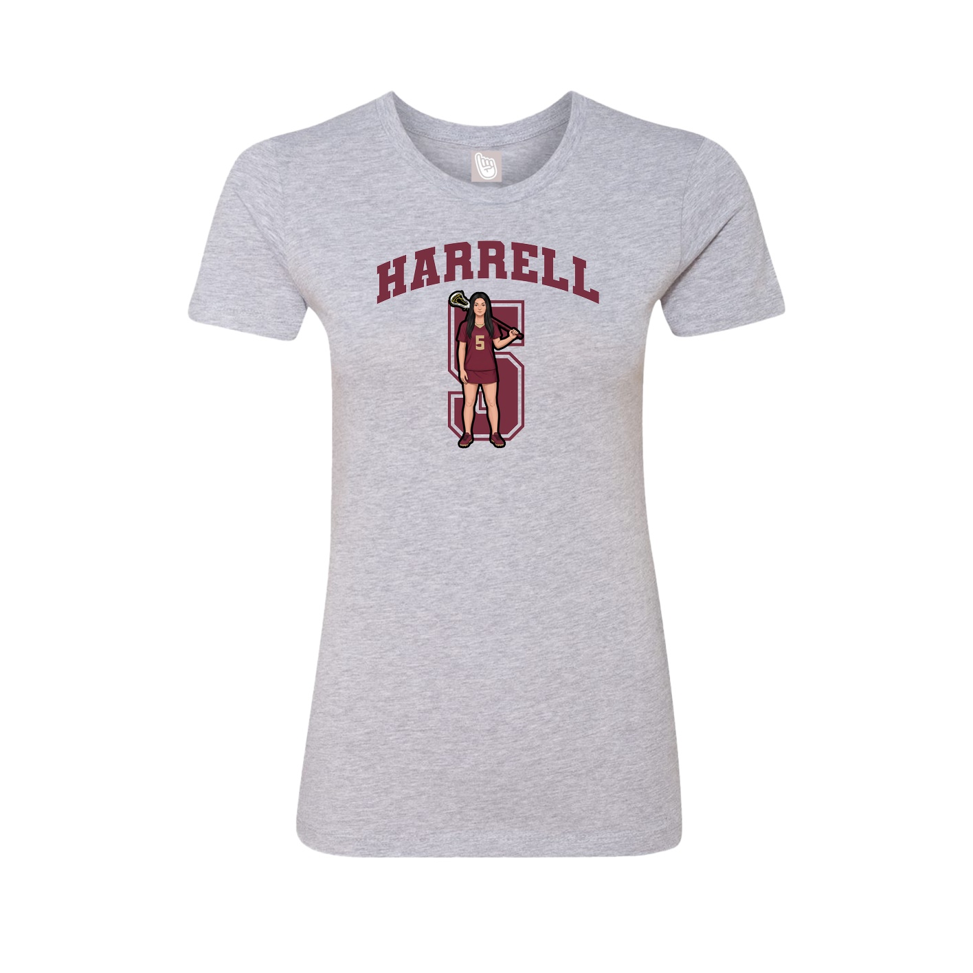 Fitted Women's Tee — Number in Grey