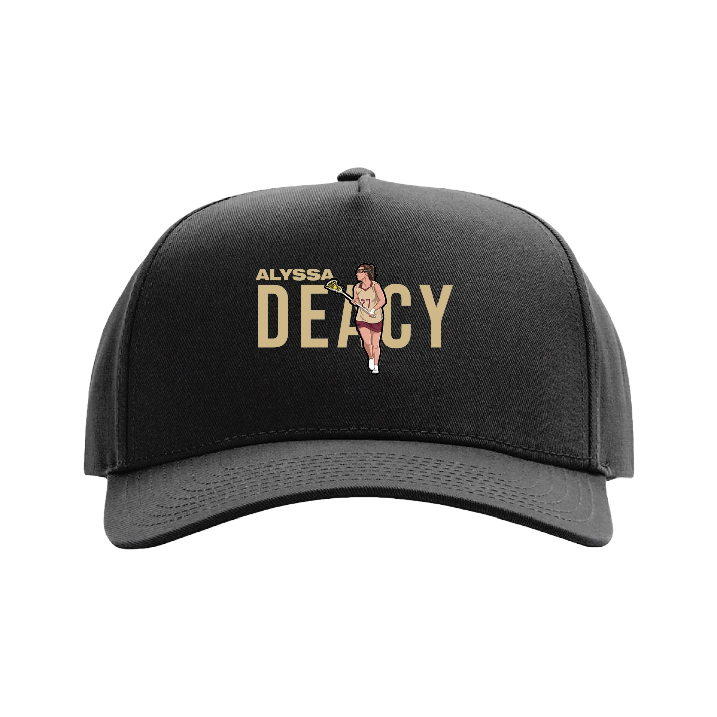 Full Fabric Five-Panel Champ Cap — Player Name in Black