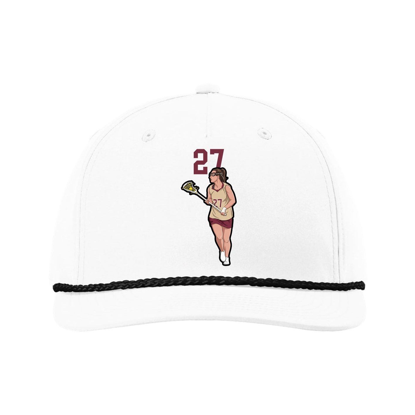 Five-Panel Classic Rope Cap — Number Top in White