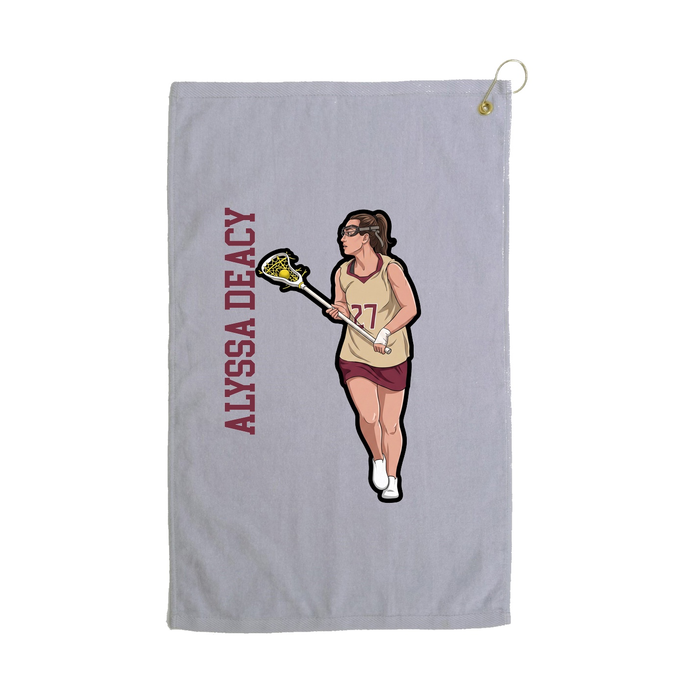 Golf Towel — Name Vertical in Grey