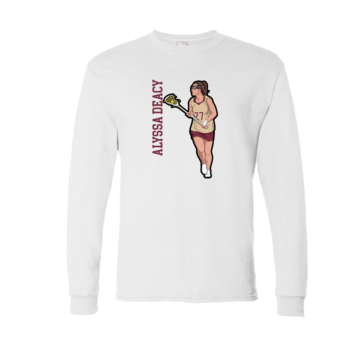 Long Sleeve Tee — Name Vertical in White