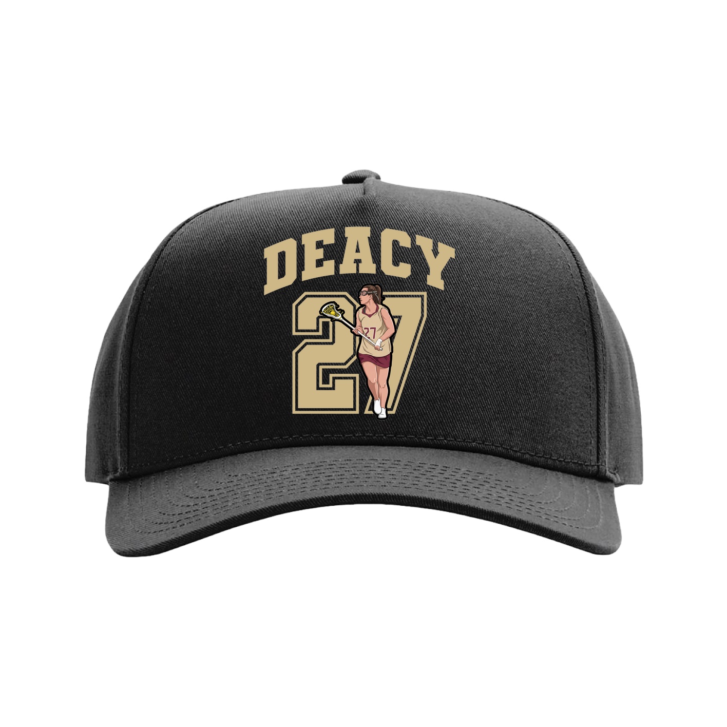 Full Fabric Five-Panel Champ Cap — Number in Black