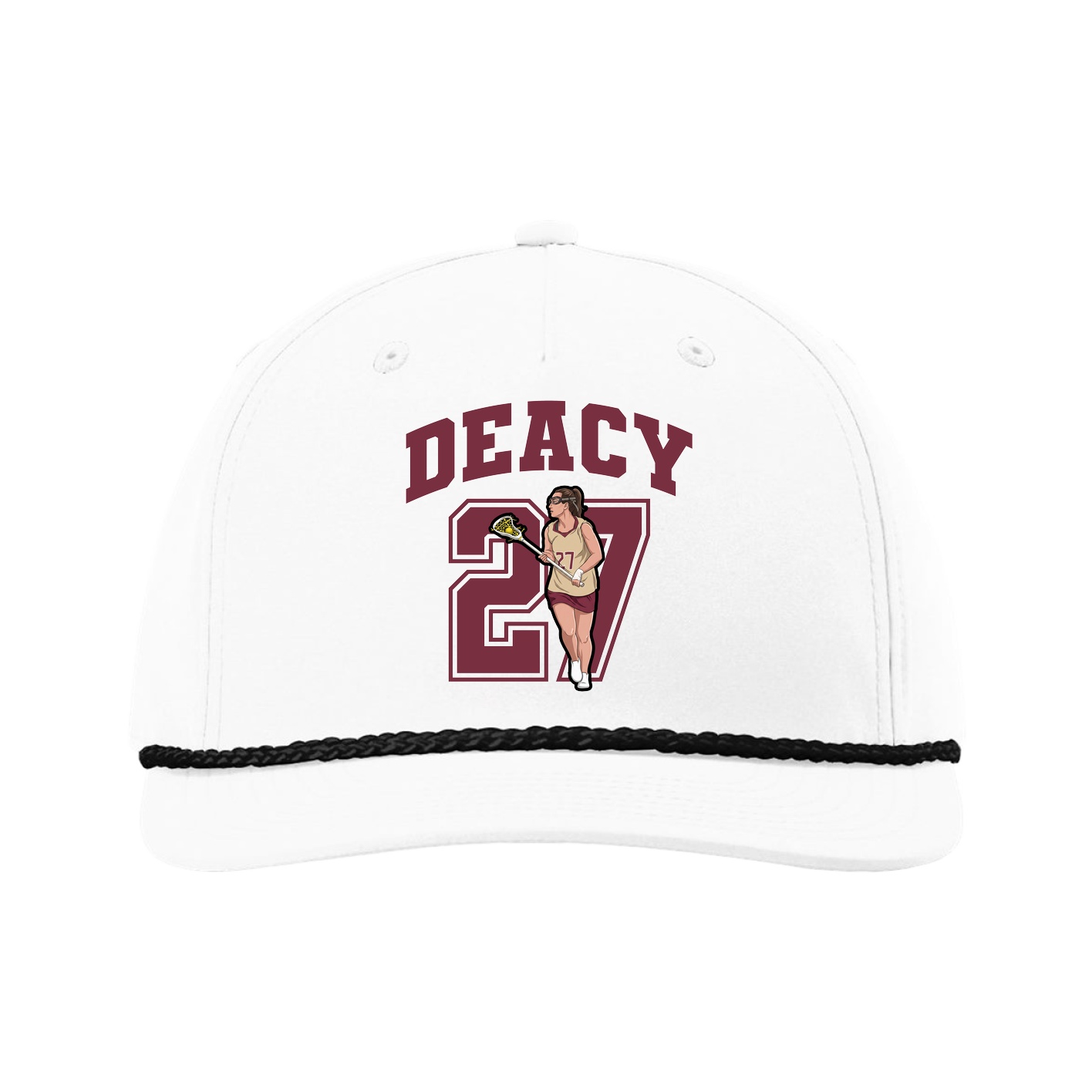 Five-Panel Classic Rope Cap — Number in White