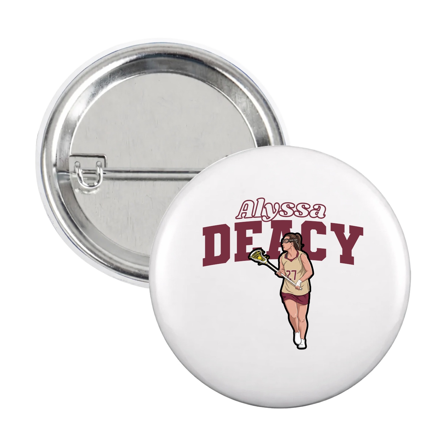 Game Day Button — Name Arch in White