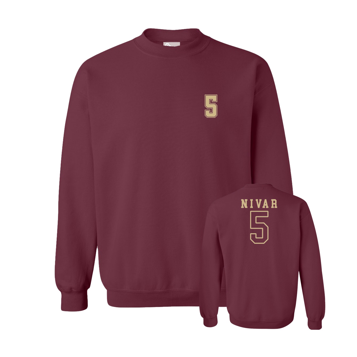 Fleece Crew — Chest Back in Maroon