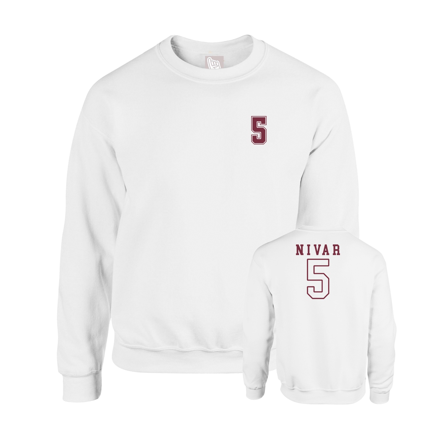 Fleece Crew — Chest Back in White