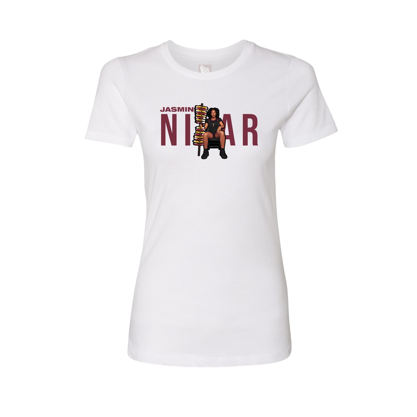 Fitted Women's Tee — Player Name in White