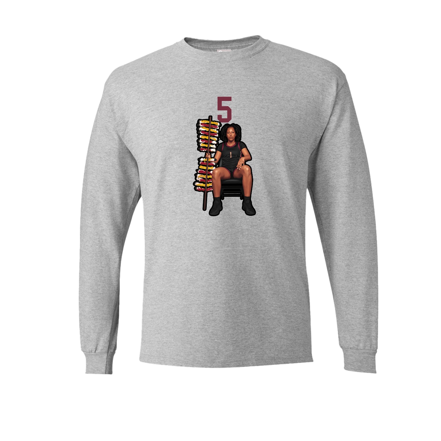 Long Sleeve Tee — Number Top in Grey