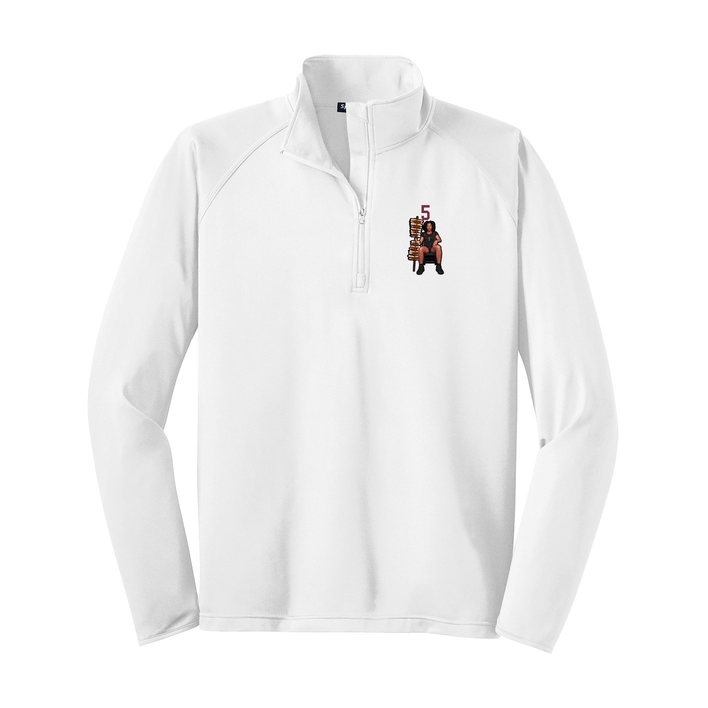 Q-Zip Pullover — Number Top in White