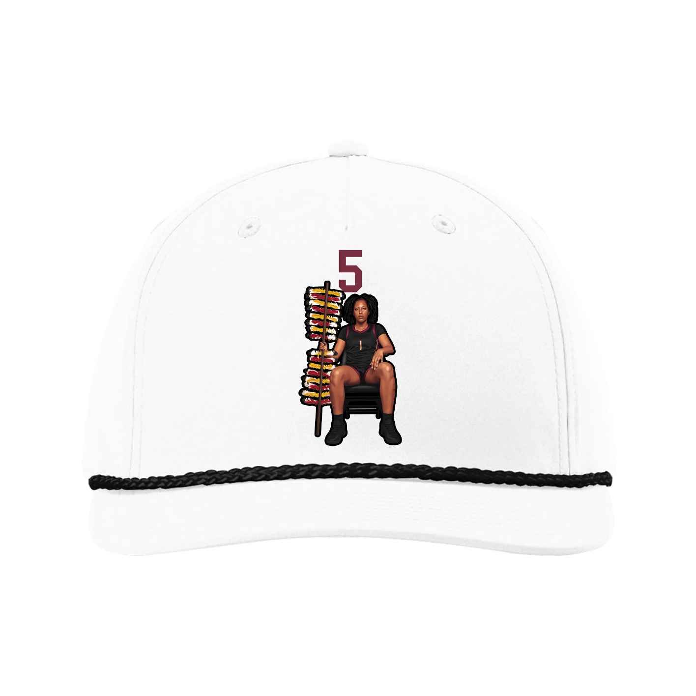 Five-Panel Classic Rope Cap — Number Top in White