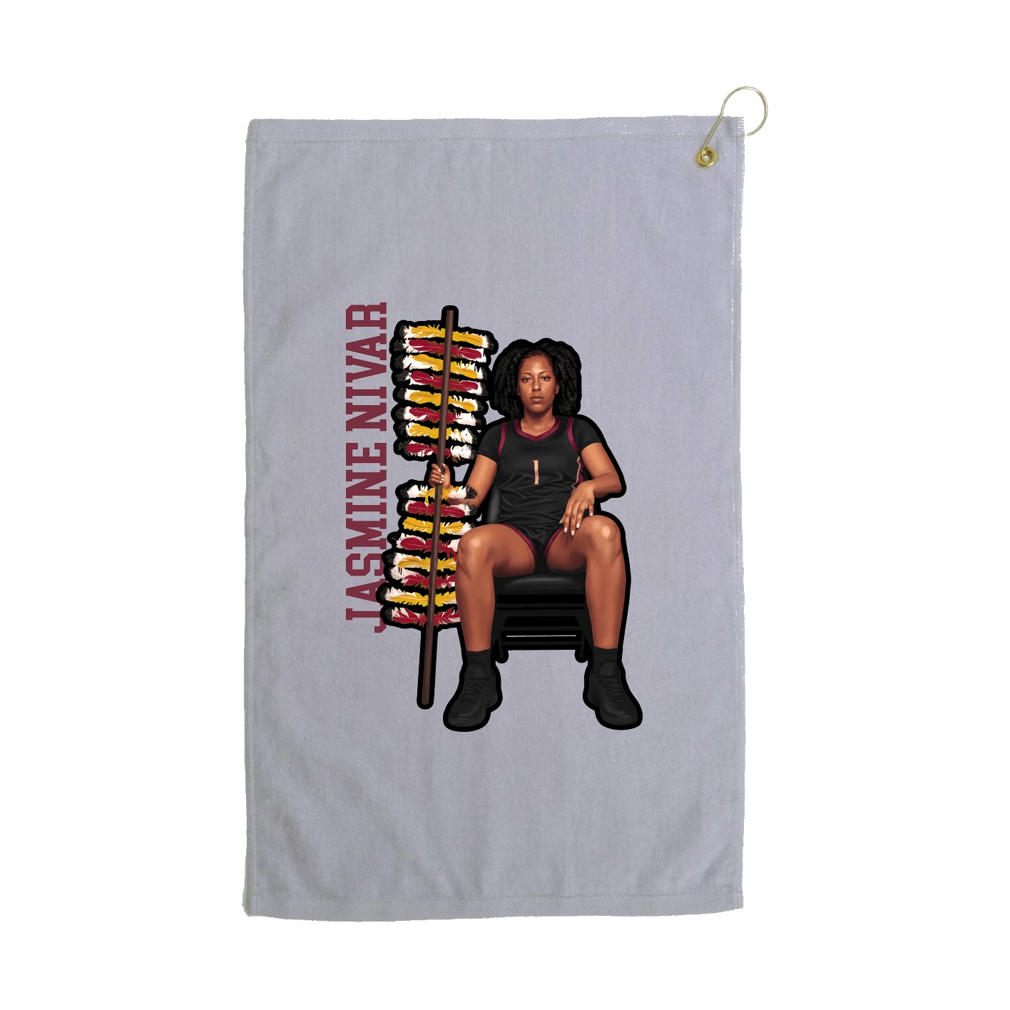 Golf Towel — Name Vertical in Grey