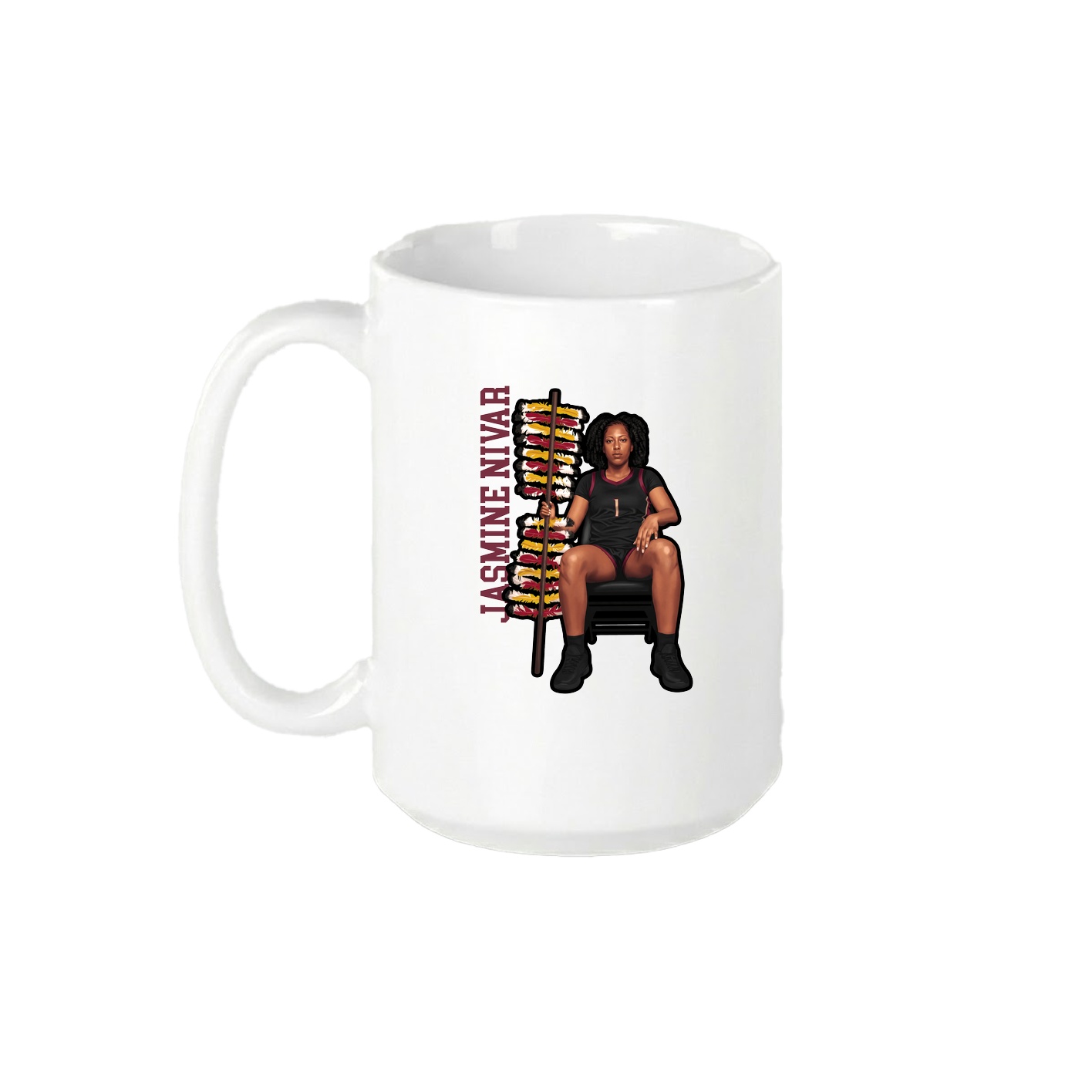 15oz Coffee Mug — Name Vertical in White