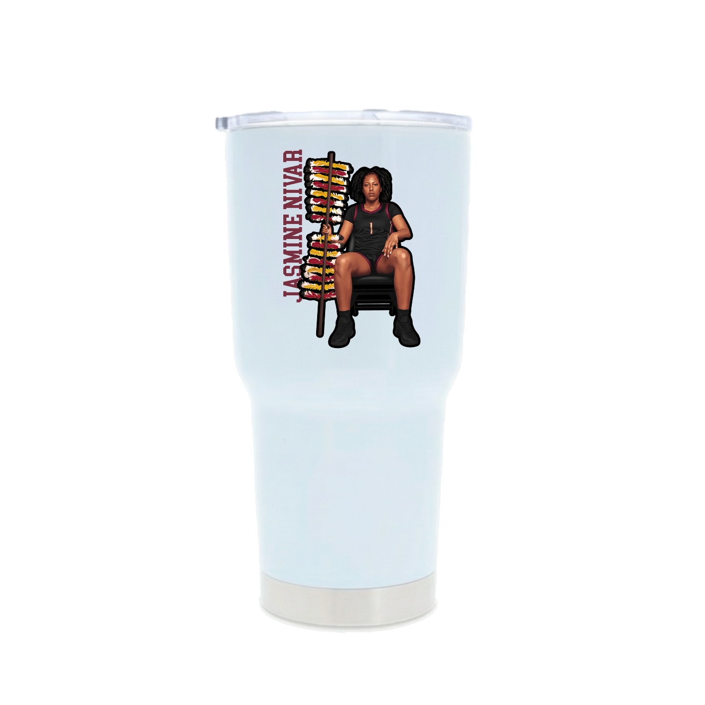 30oz Stainless Steel Tumbler — Name Vertical in White
