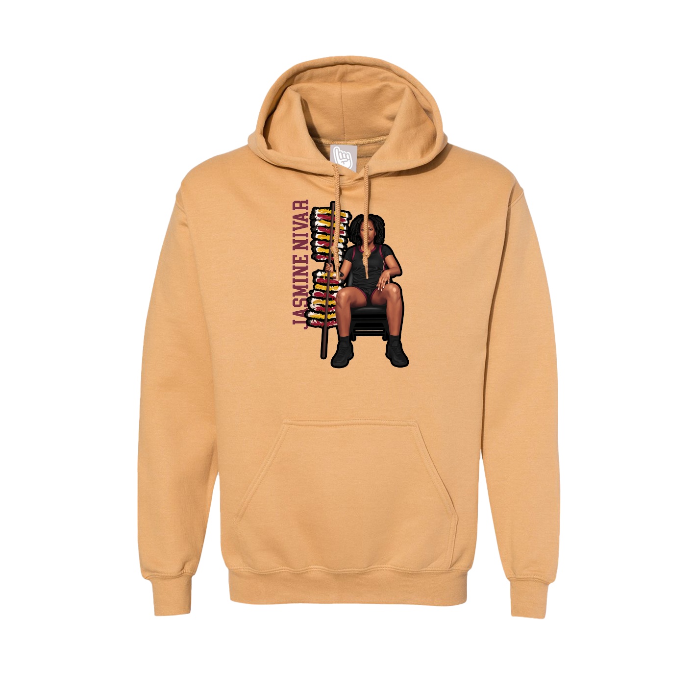 Hoodie — Name Vertical in Vegas Gold
