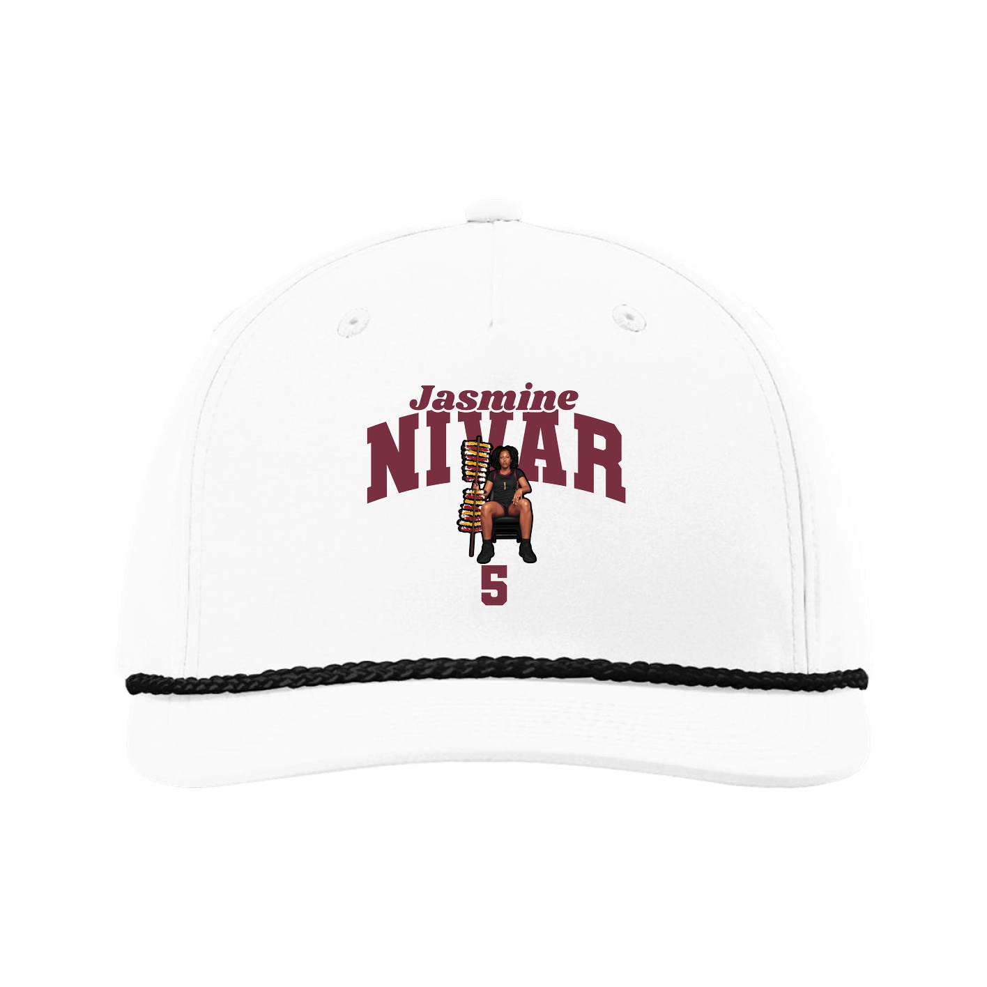 Five-Panel Classic Rope Cap — Signature Arch in White