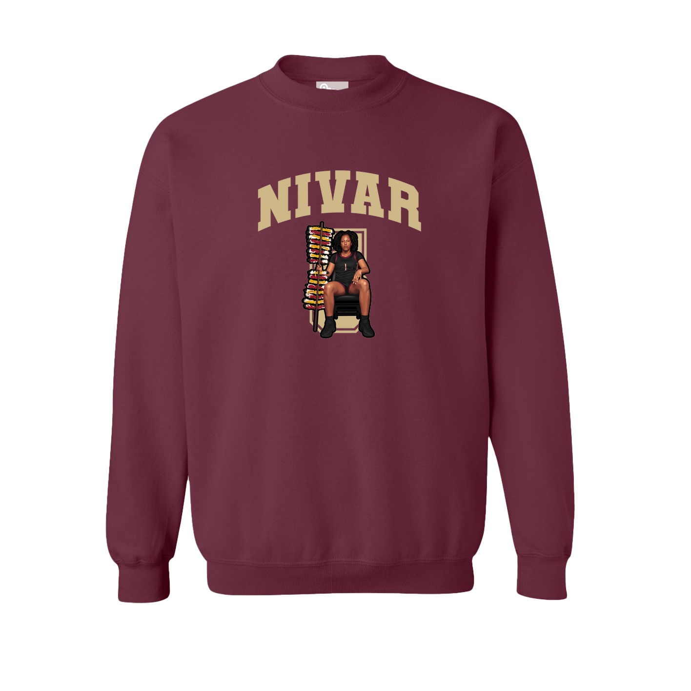 Fleece Crew — Number in Maroon