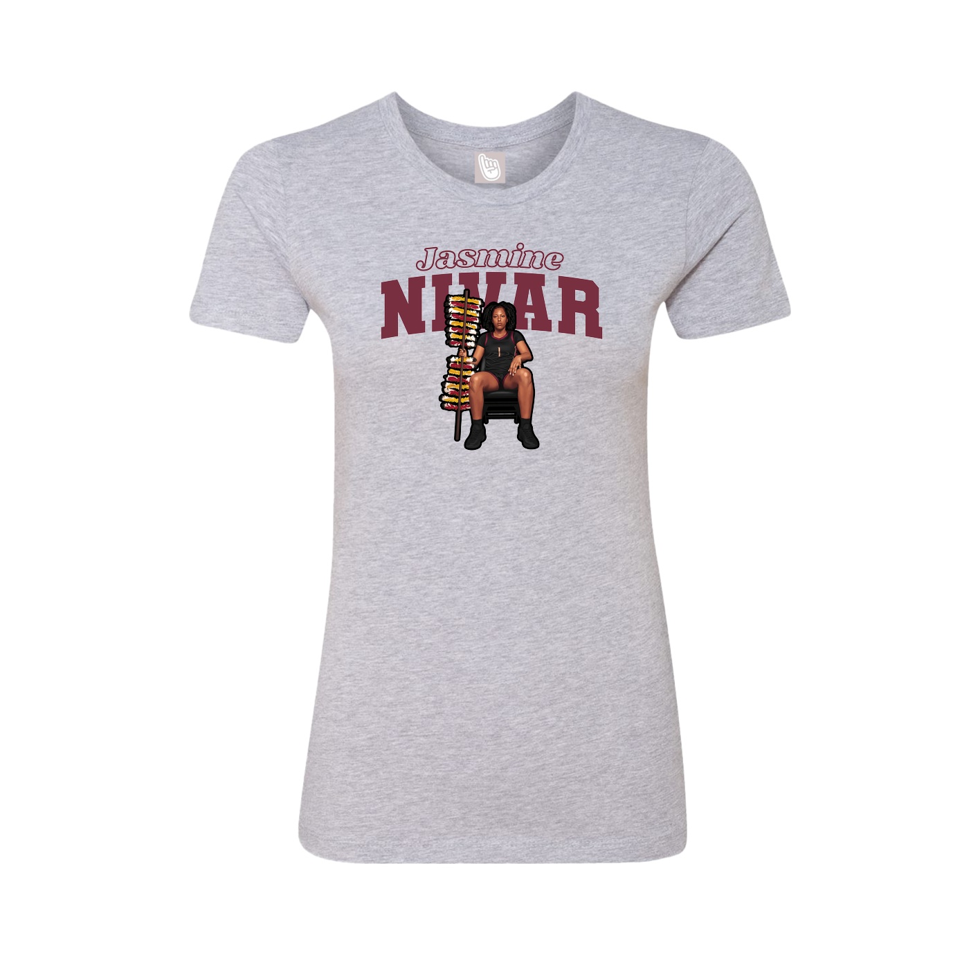 Fitted Women's Tee — Name Arch in Grey