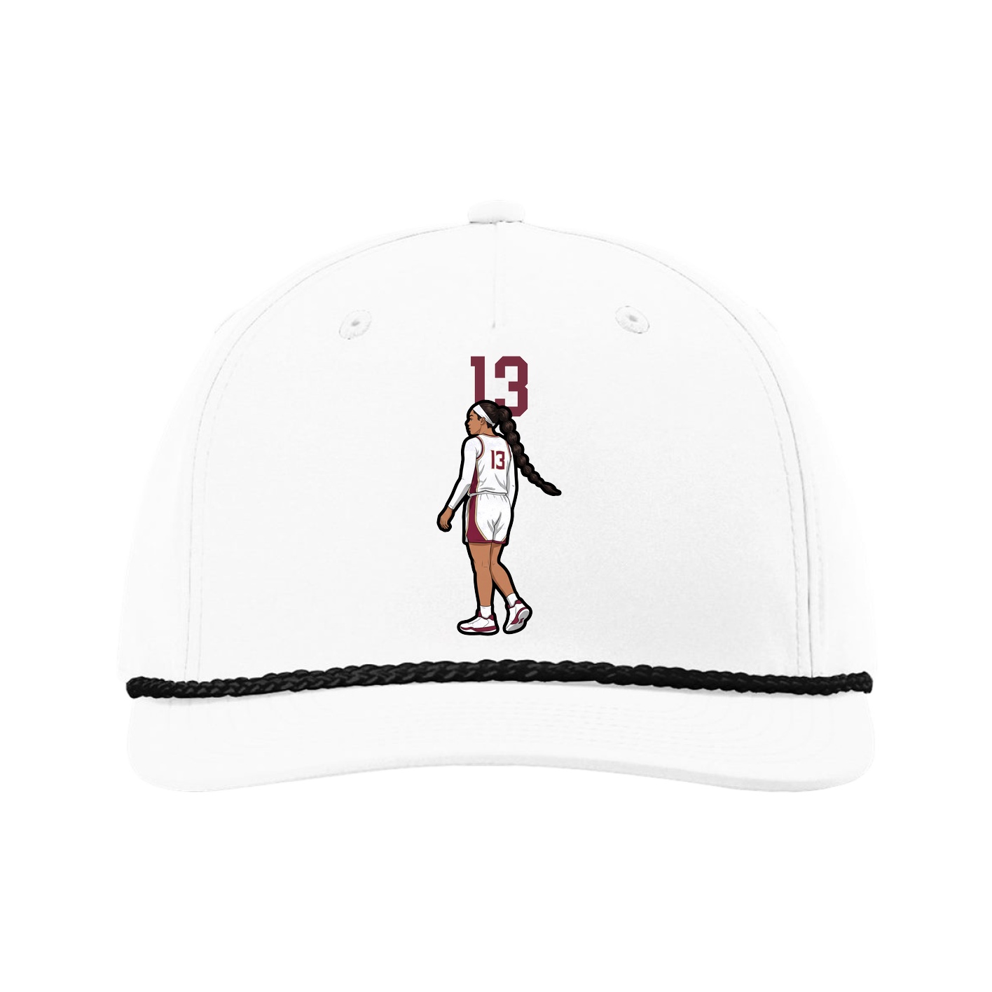 Five-Panel Classic Rope Cap — Number Top in White
