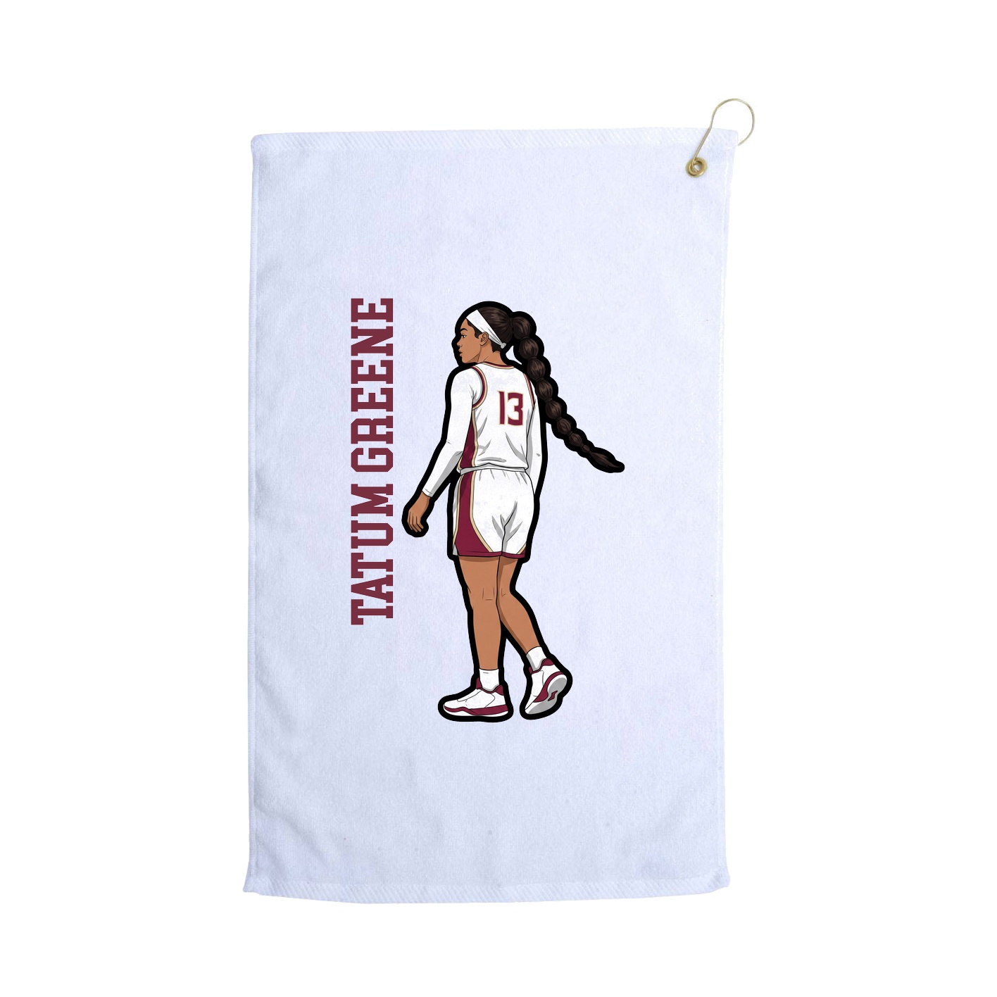Golf Towel — Name Vertical in White