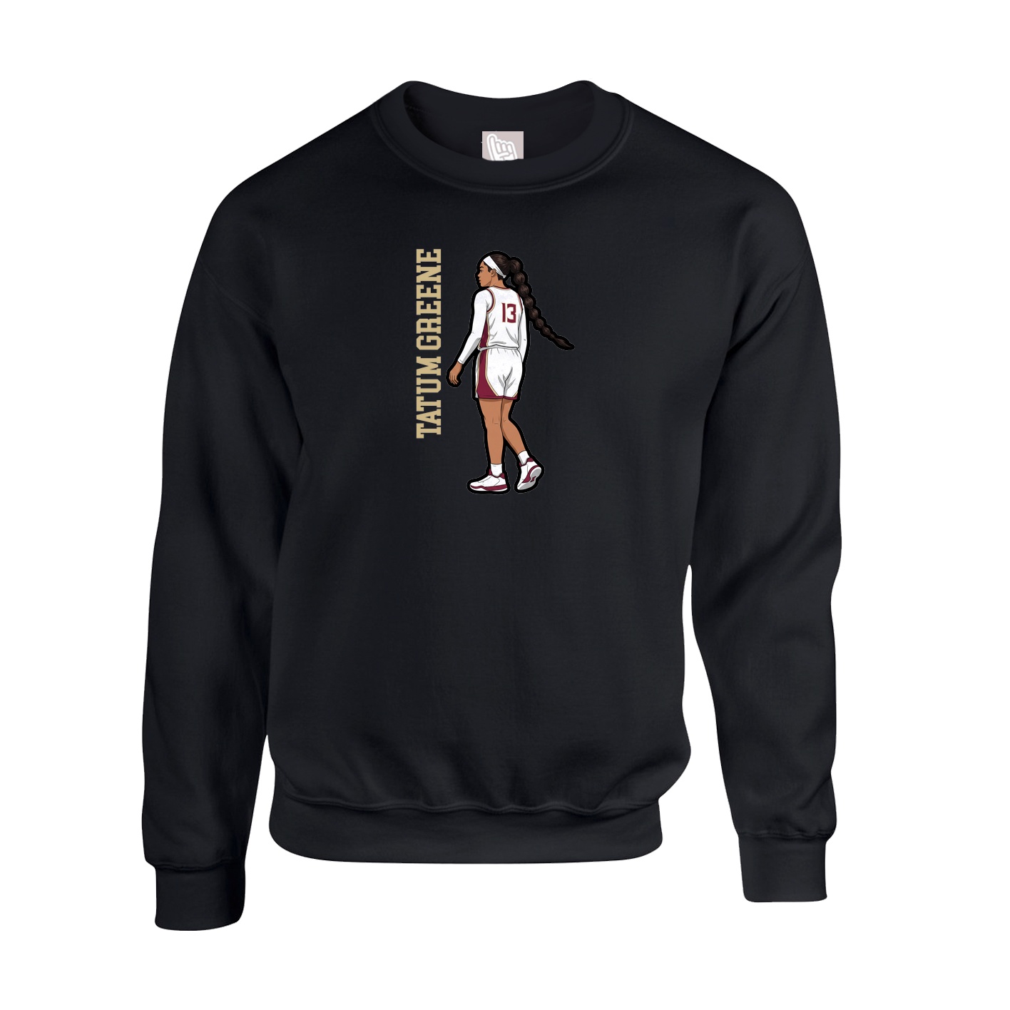 Fleece Crew — Name Vertical in Black