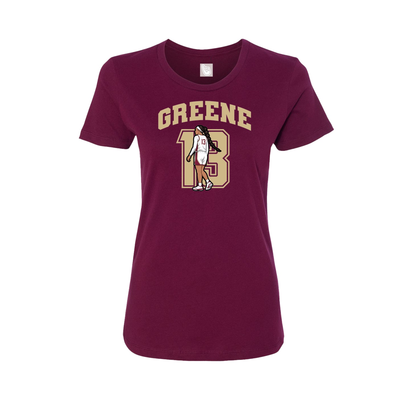 Fitted Women's Tee — Number in Maroon