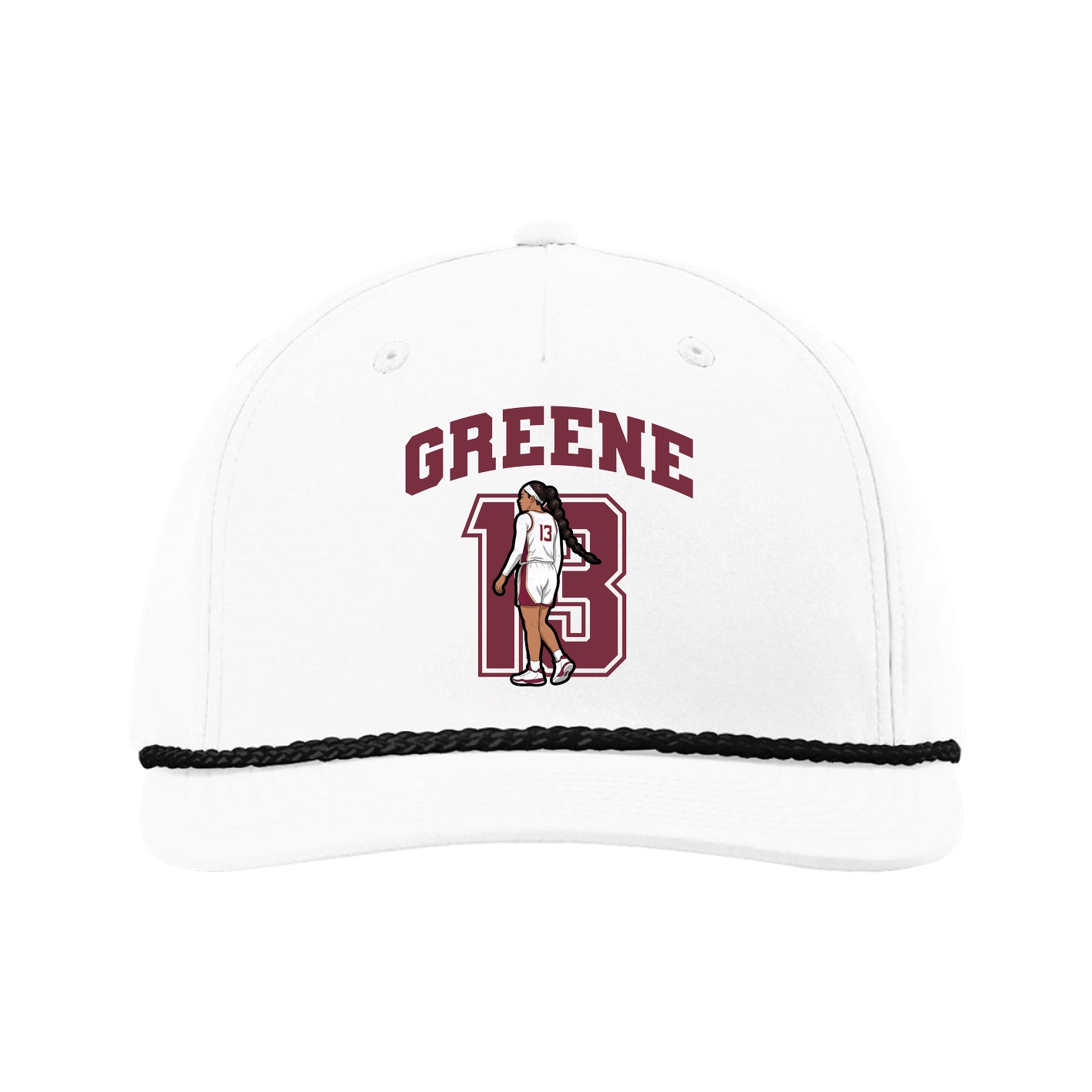 Five-Panel Classic Rope Cap — Number in White