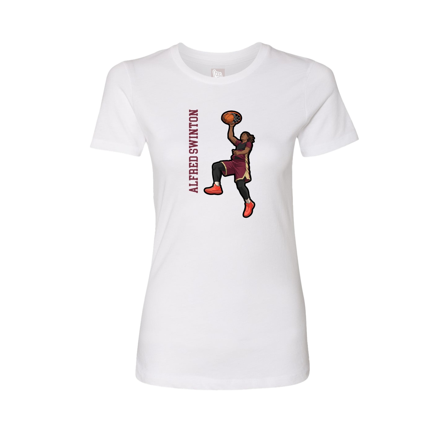 Fitted Women's Tee — Name Vertical in White