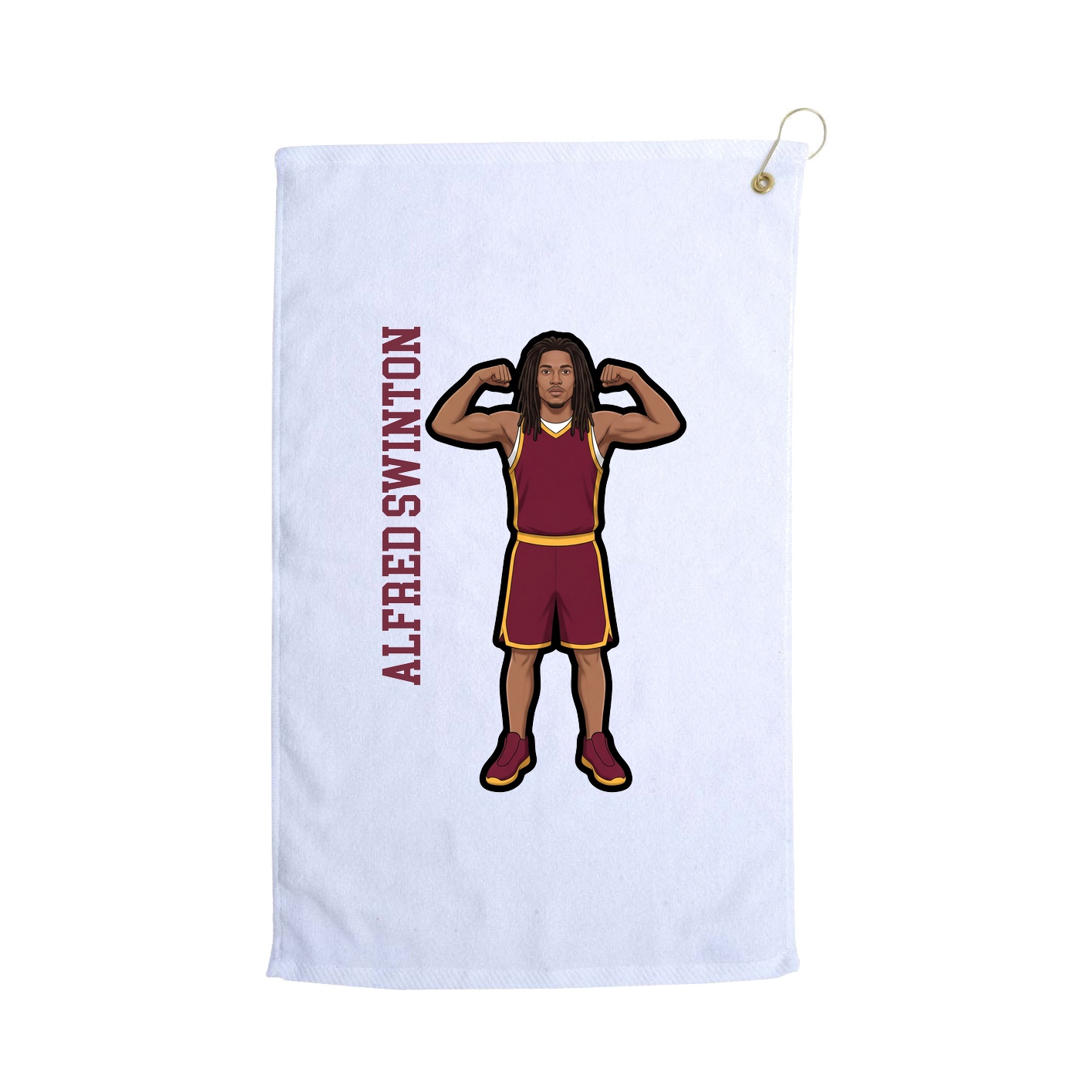 Golf Towel — Name Vertical in White