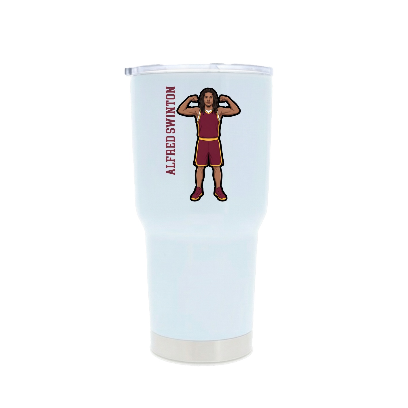 30oz Stainless Steel Tumbler — Name Vertical in White