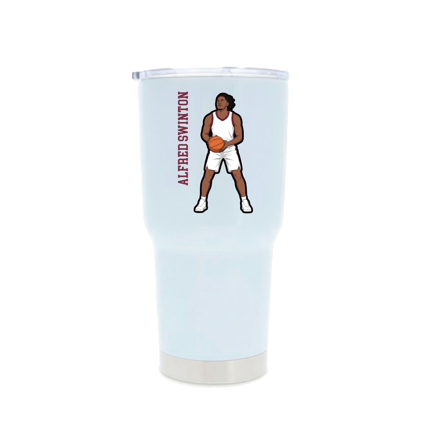 30oz Stainless Steel Tumbler — Name Vertical in White
