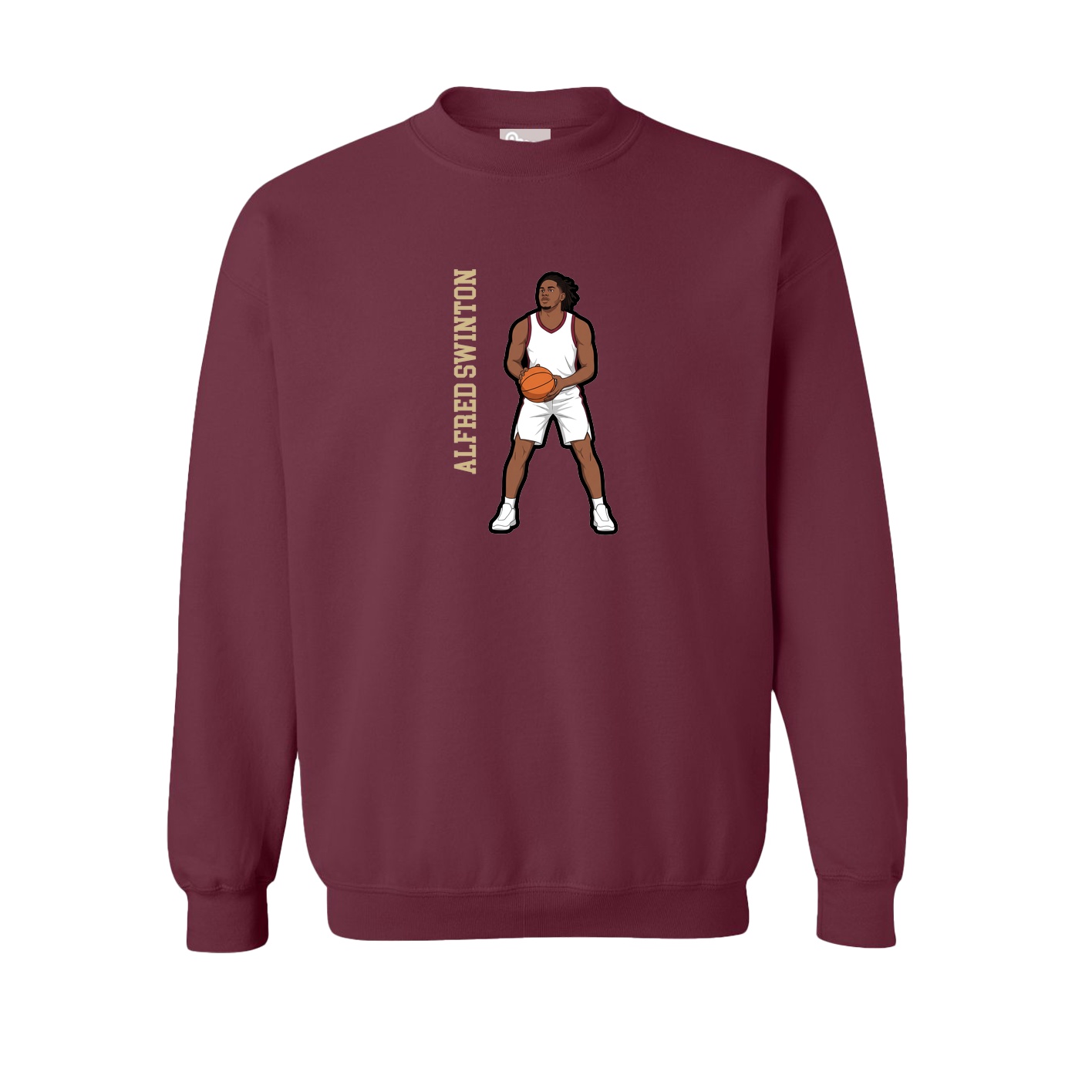 Fleece Crew — Name Vertical in Maroon