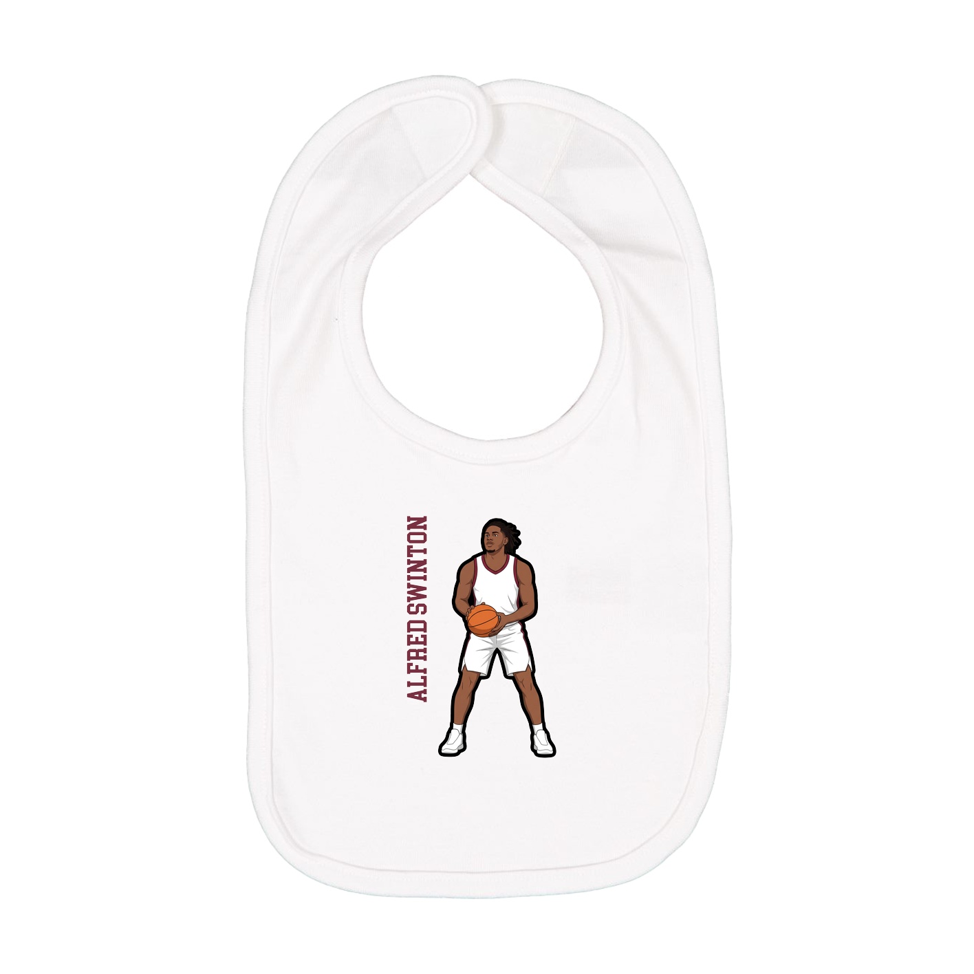Infant Bib — Name Vertical in White