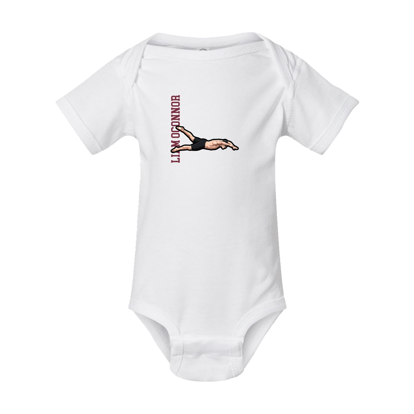 Baby Onesie — Name Vertical in White