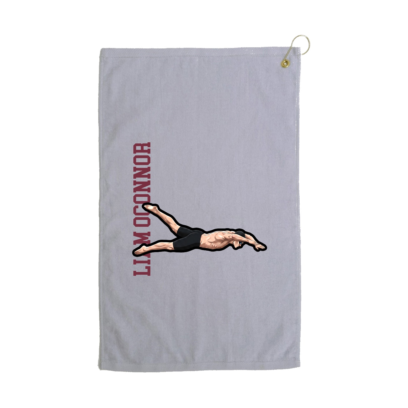Golf Towel — Name Vertical in Grey