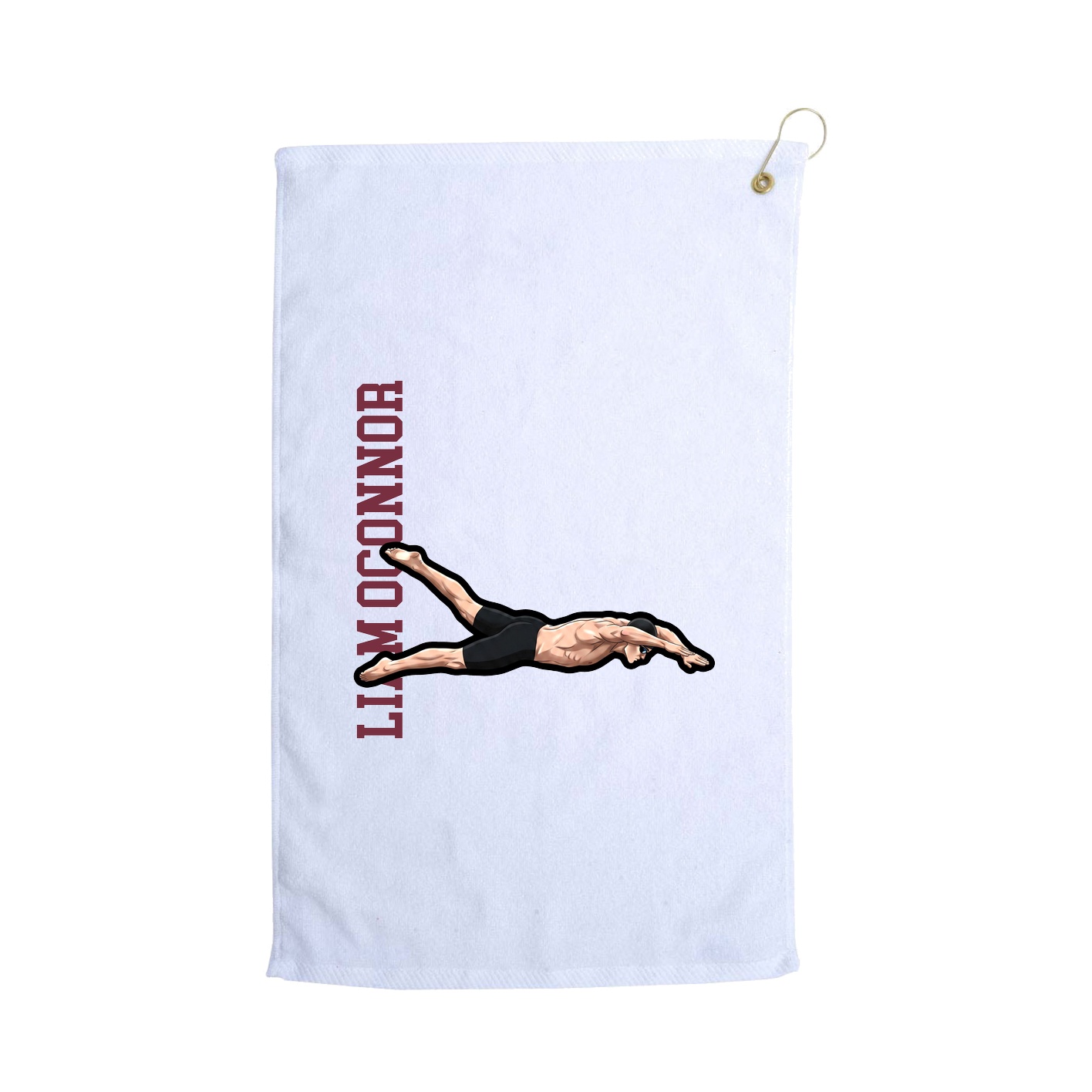 Golf Towel — Name Vertical in White