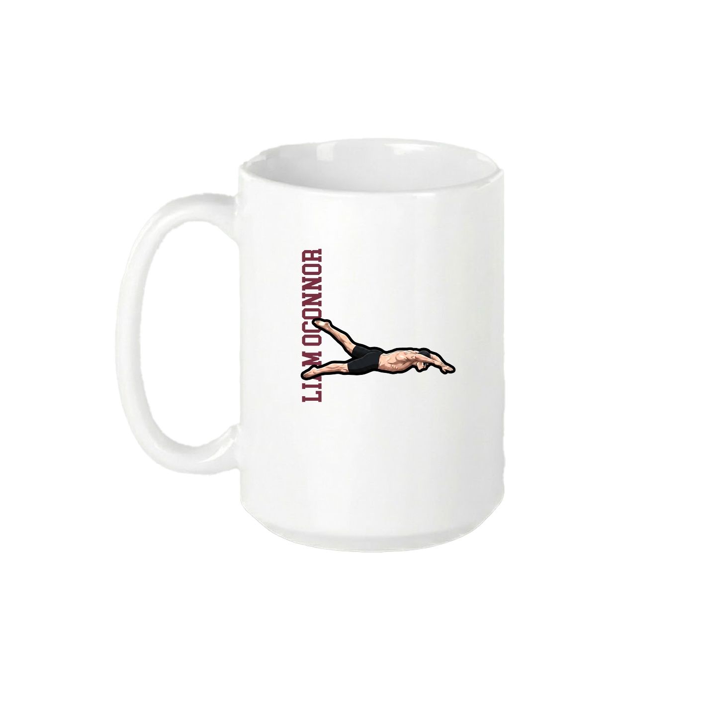 15oz Coffee Mug — Name Vertical in White