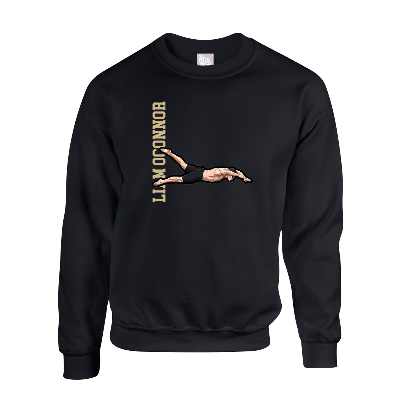Fleece Crew — Name Vertical in Black