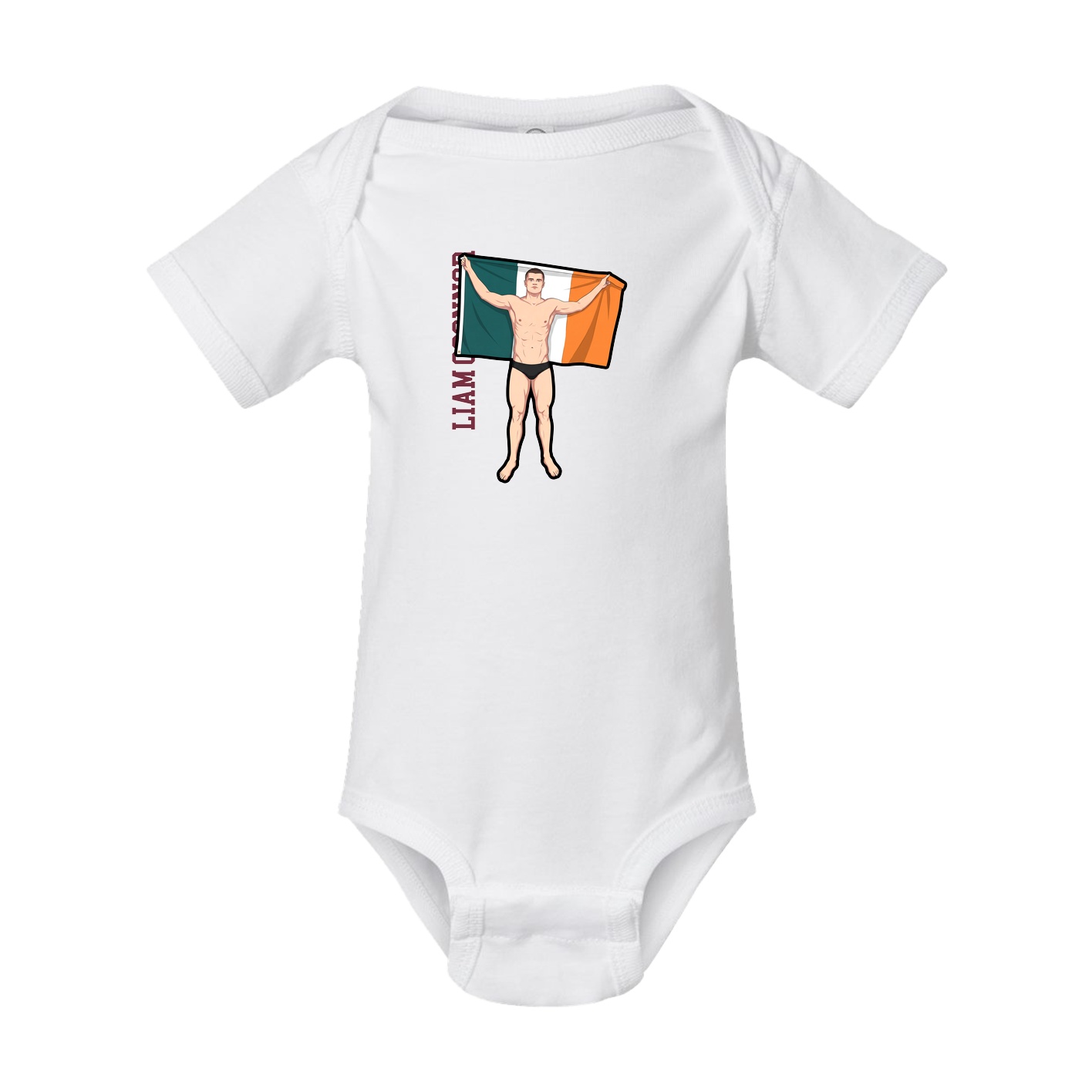 Baby Onesie — Name Vertical in White