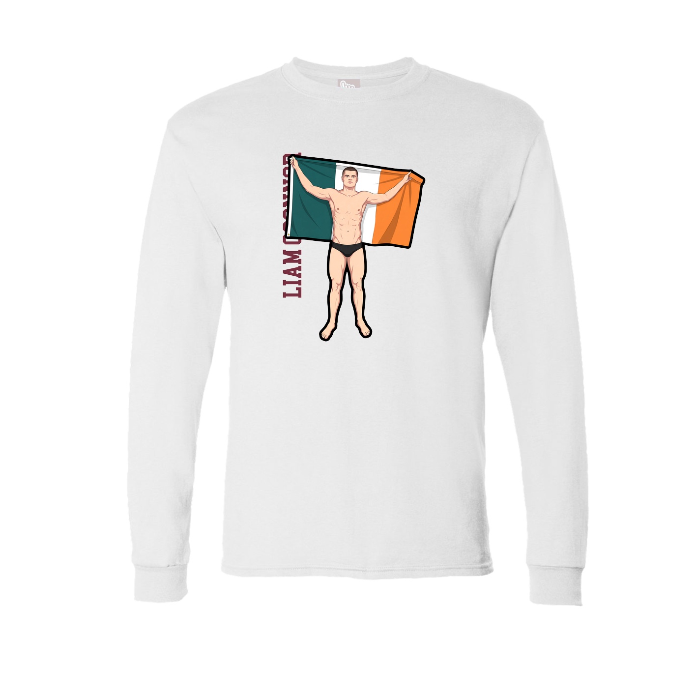 Long Sleeve Tee — Name Vertical in White