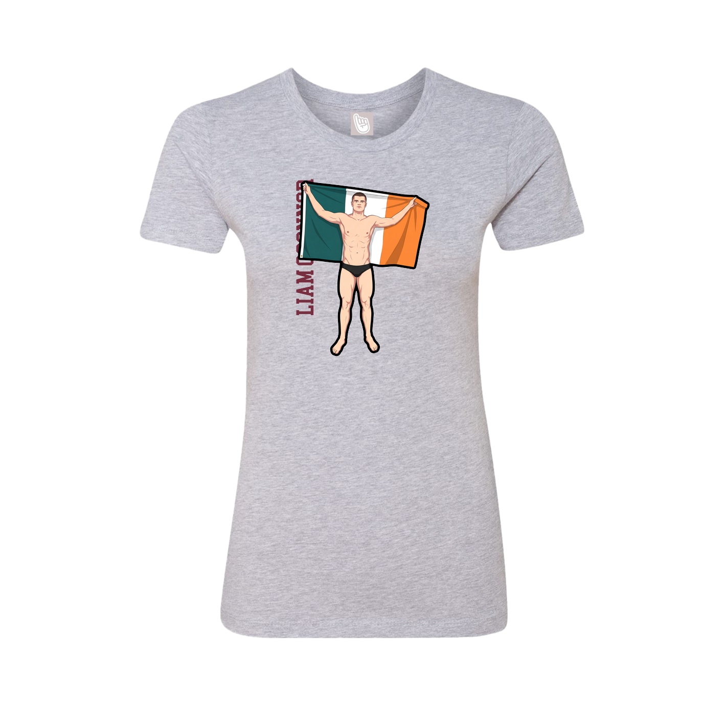 Fitted Women's Tee — Name Vertical in Grey
