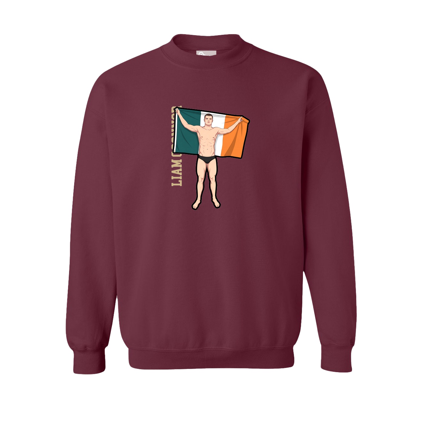 Fleece Crew — Name Vertical in Maroon