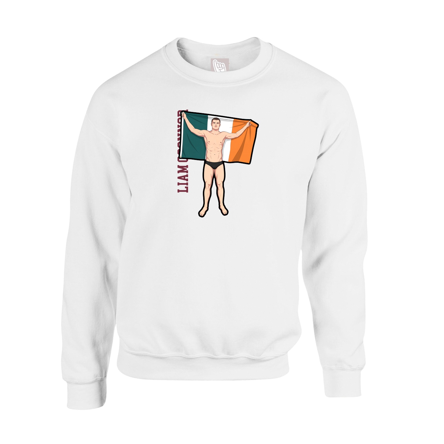 Fleece Crew — Name Vertical in White