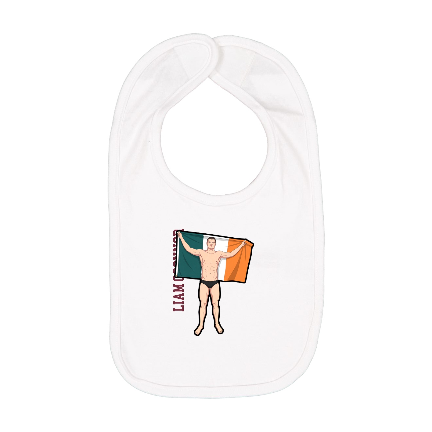 Infant Bib — Name Vertical in White